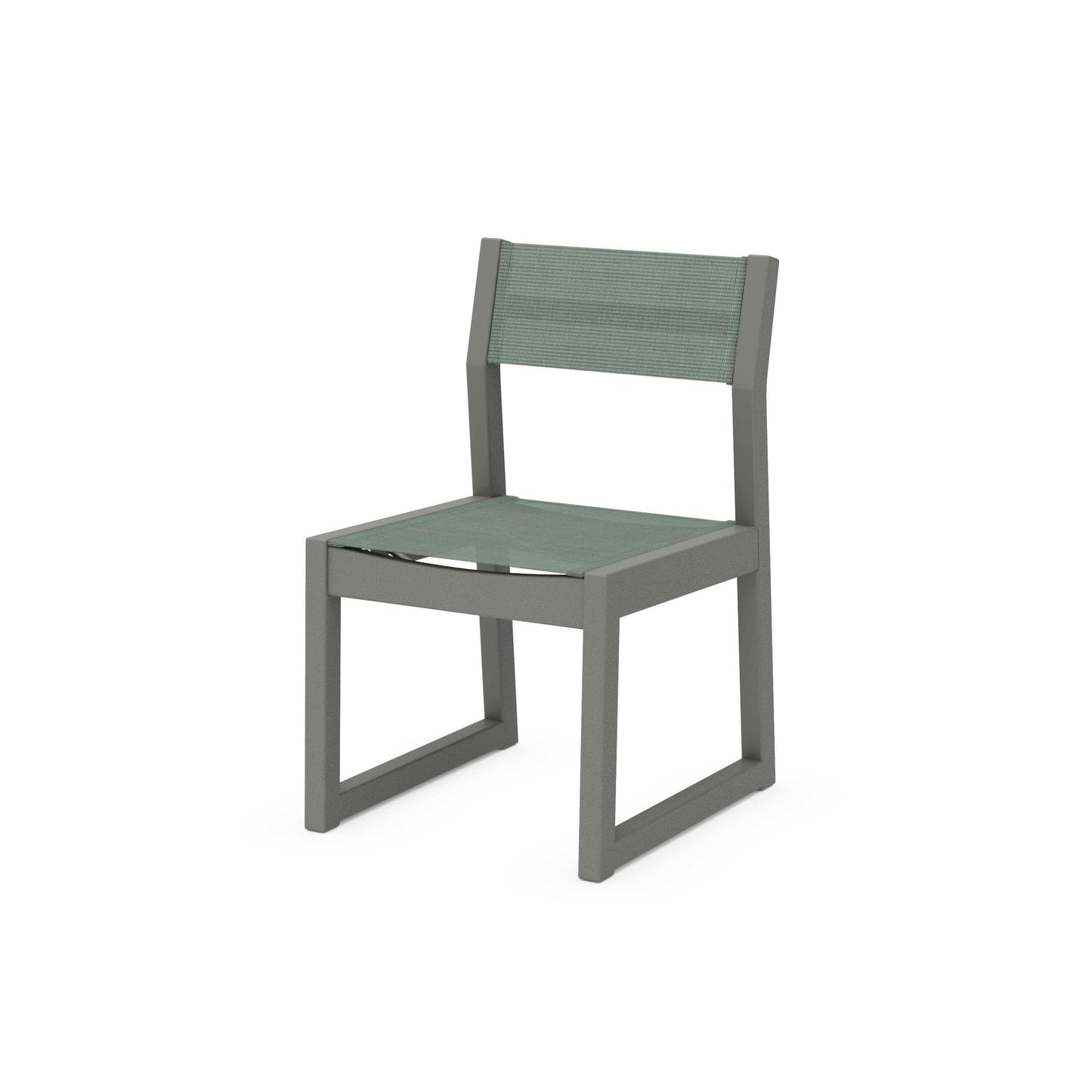 POLYWOOD EDGE Sling Dining Side Chair — Slate Grey / Dupioni Sea Mist Sling