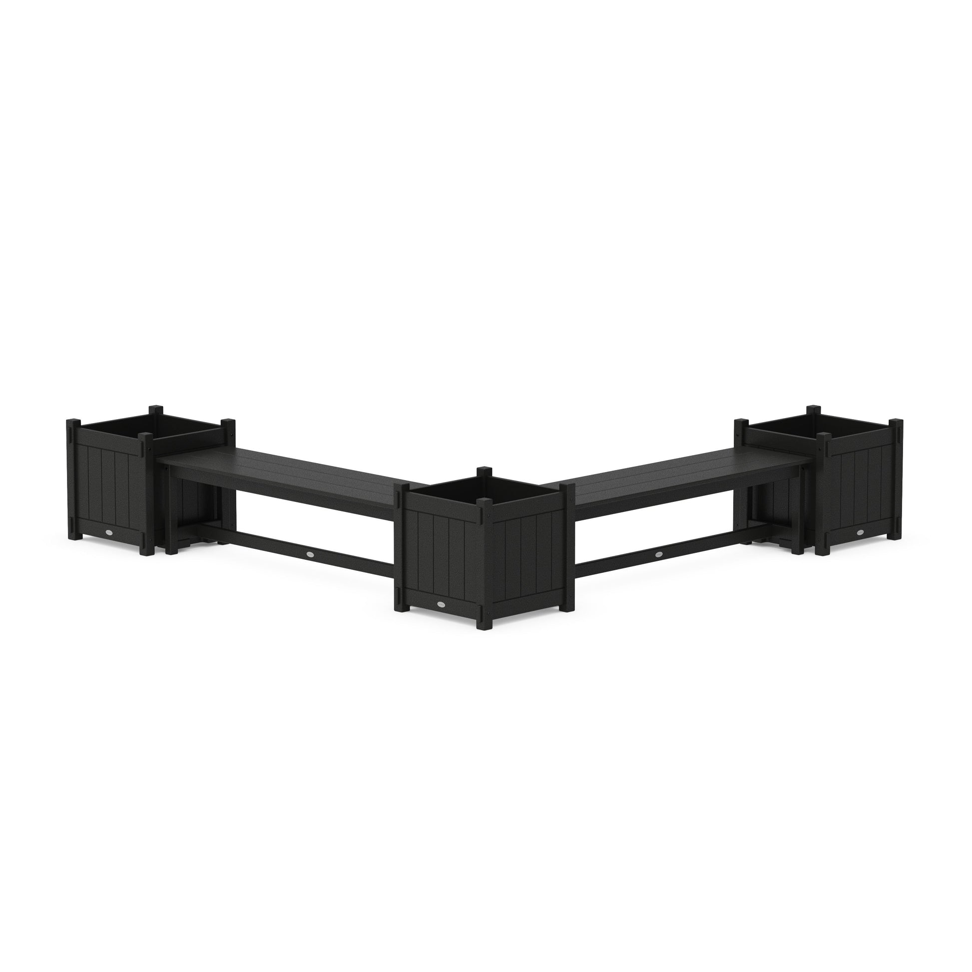 POLYWOOD 60" Vineyard L- Shaped Planter Bench Corner Set - Large — Black