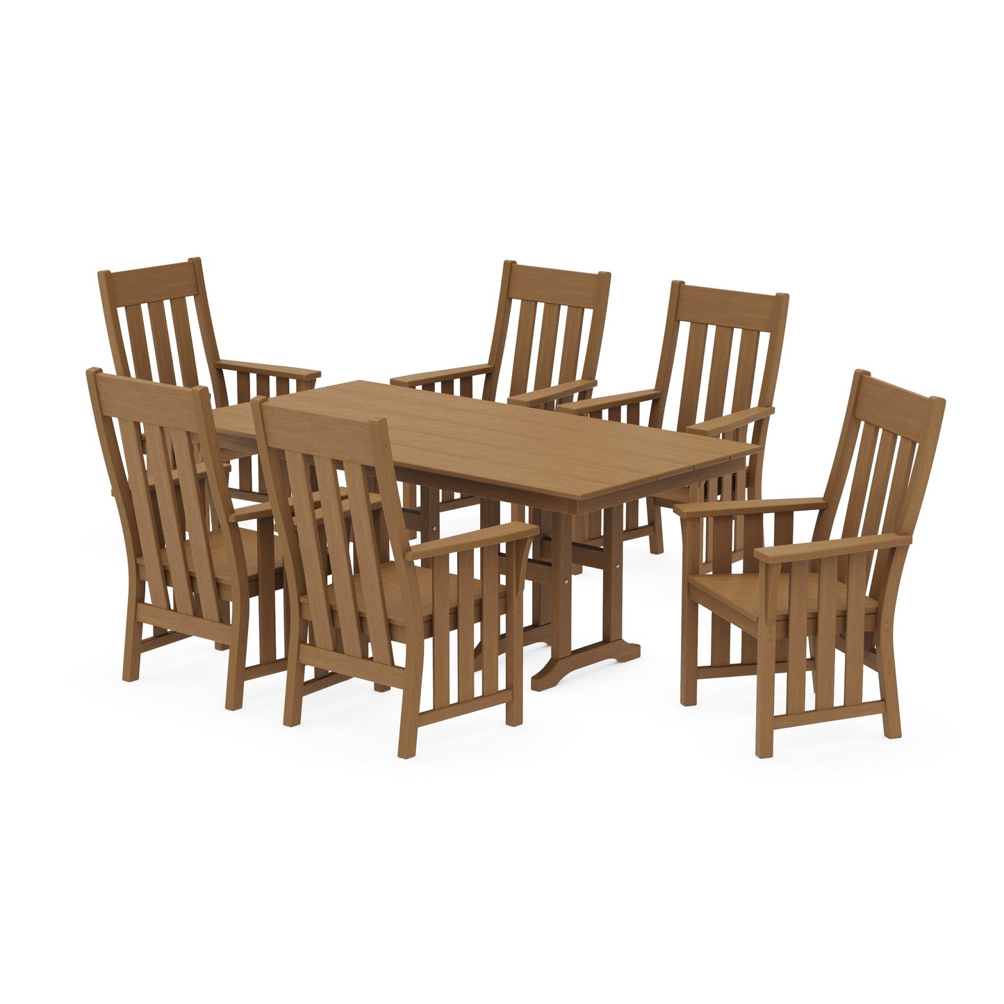 POLYWOOD Acadia Arm Chair 7-Piece Farmhouse Dining Set — Natural