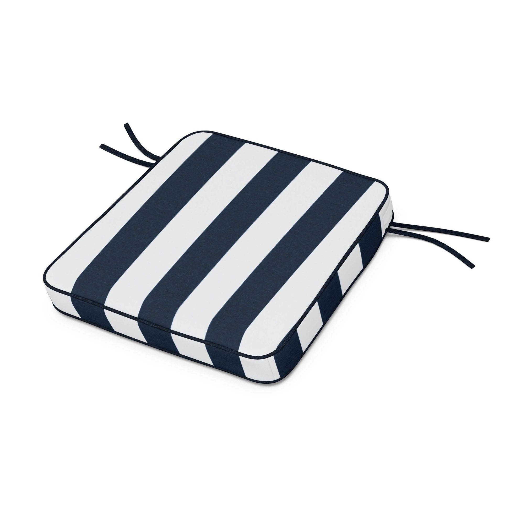 POLYWOOD Acadia Dining Arm Seat Cushion — Cabana Stripe Marine Indigo