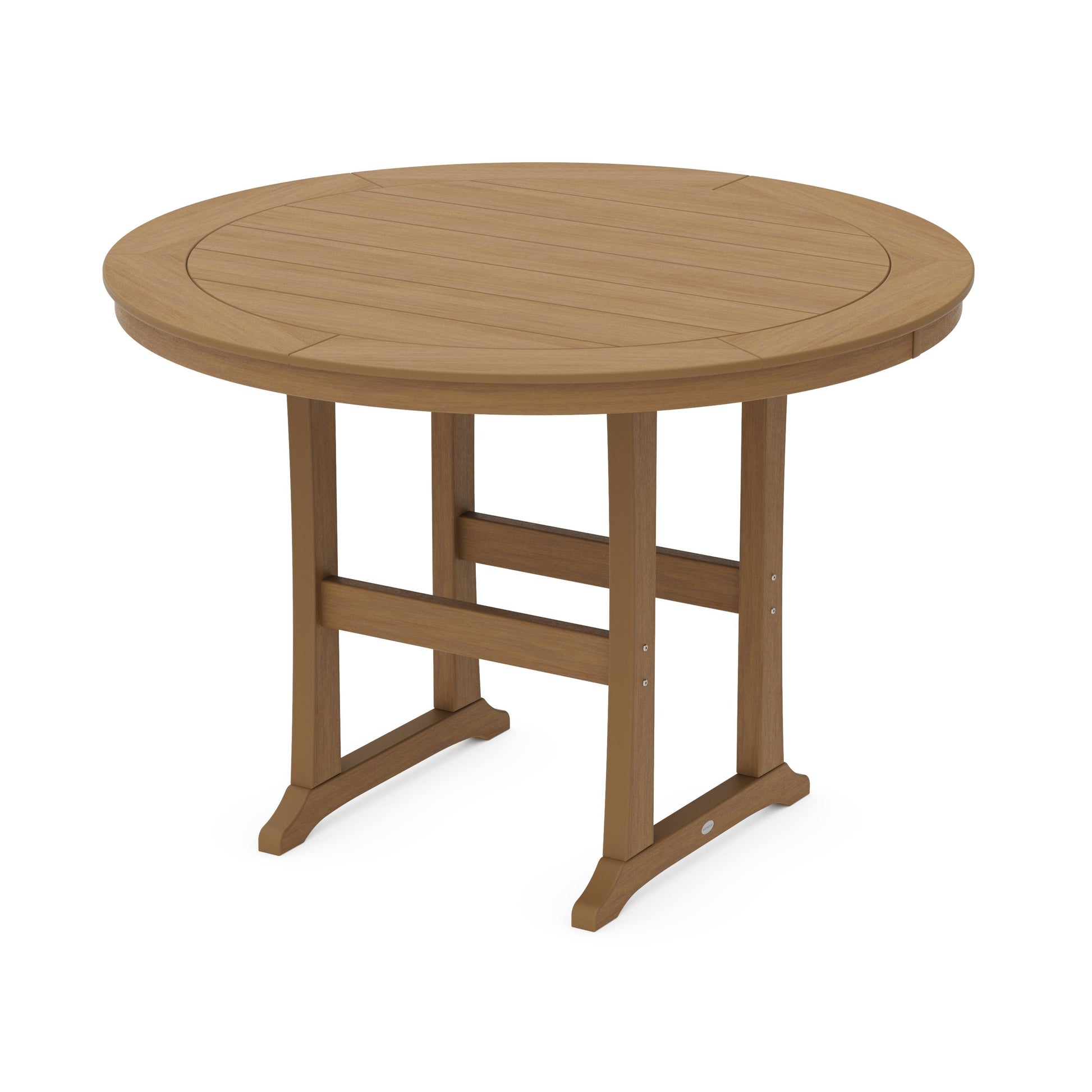 POLYWOOD Nautical Trestle 60" Round Bar Table — Natural