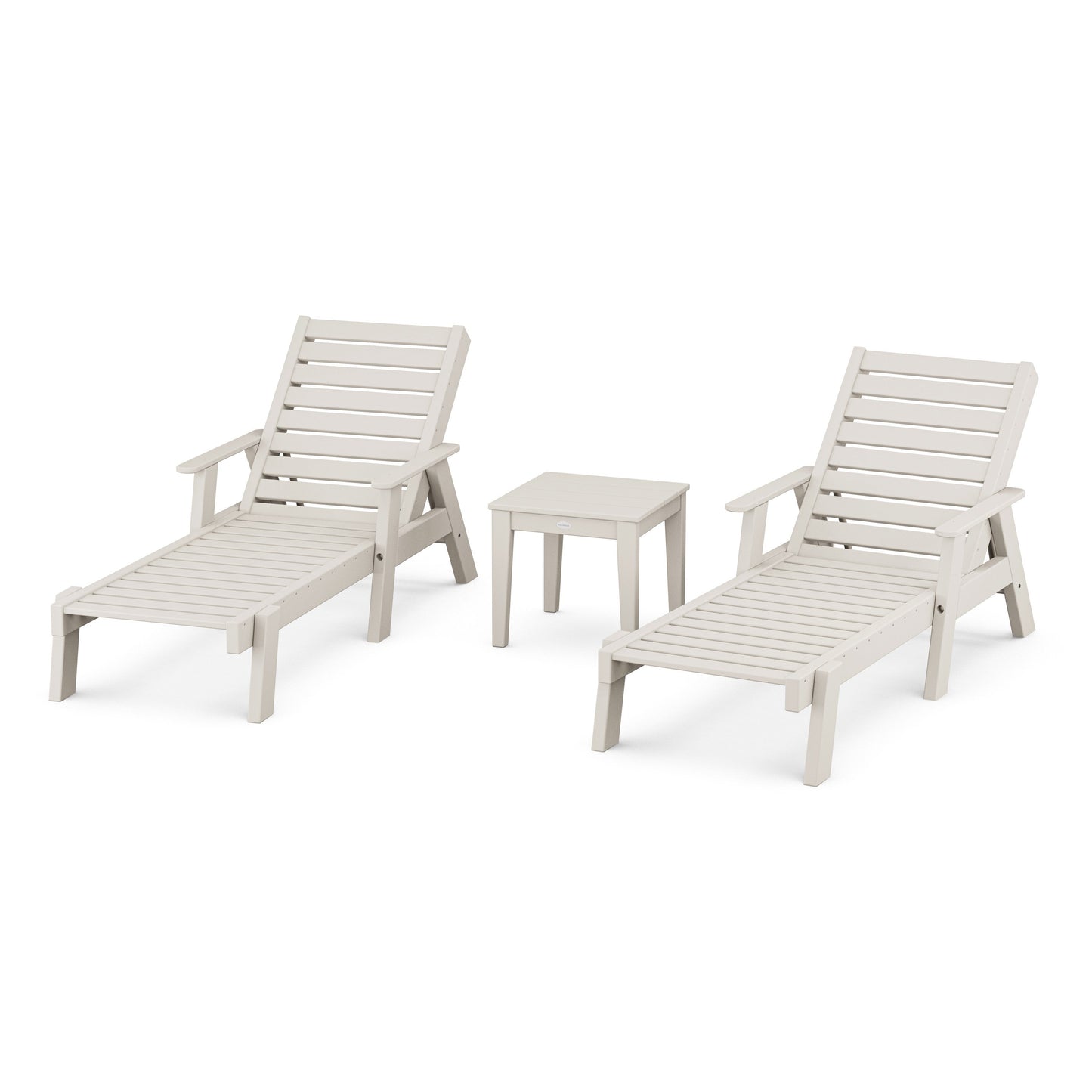 POLYWOOD Captain Chaise 3-Piece Set with Arms — Sand