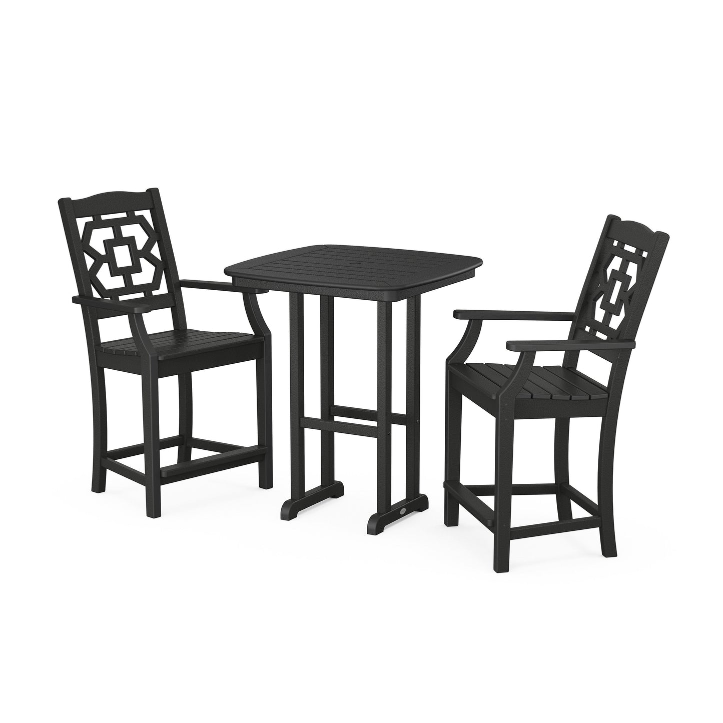POLYWOOD Chinoiserie 3-Piece Counter Set — Black