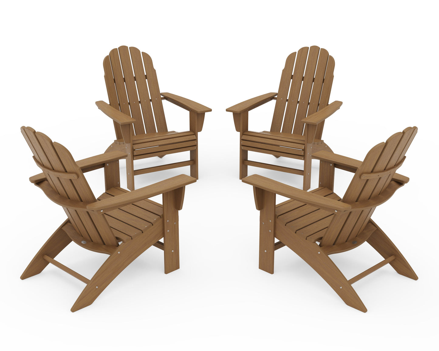 POLYWOOD 4-Piece Vineyard Curveback Adirondack Chair Conversation Set — Natural