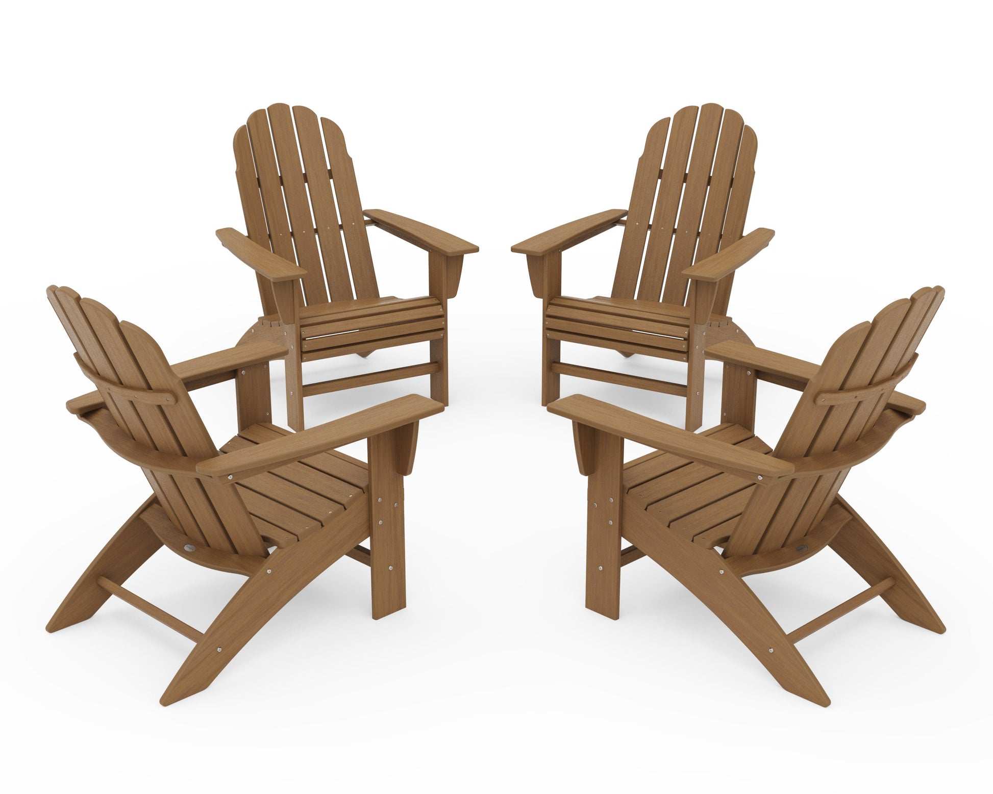 POLYWOOD 4-Piece Vineyard Curveback Adirondack Chair Conversation Set — Natural