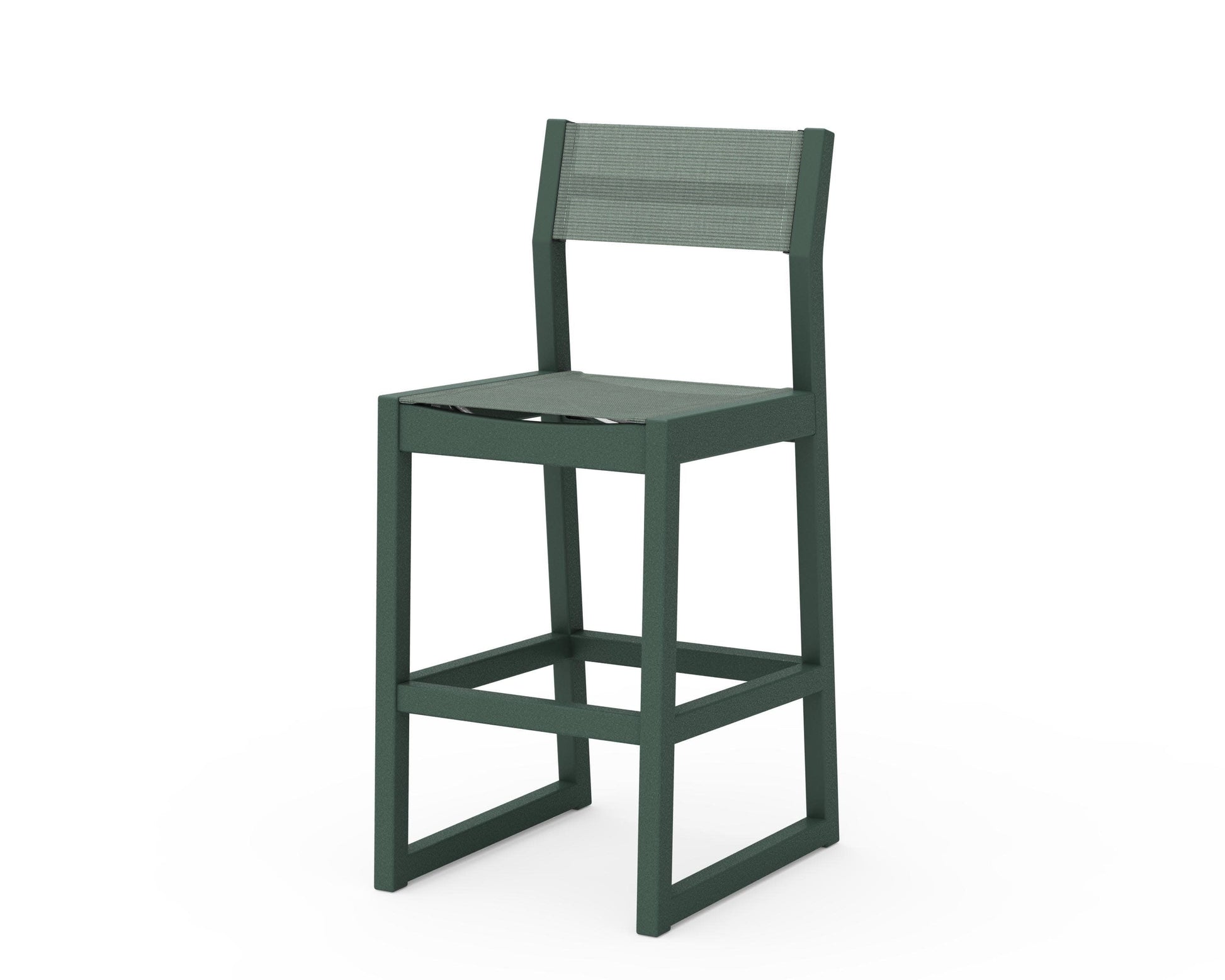 POLYWOOD EDGE Sling Bar Side Chair — Green / Dupioni Sea Mist Sling