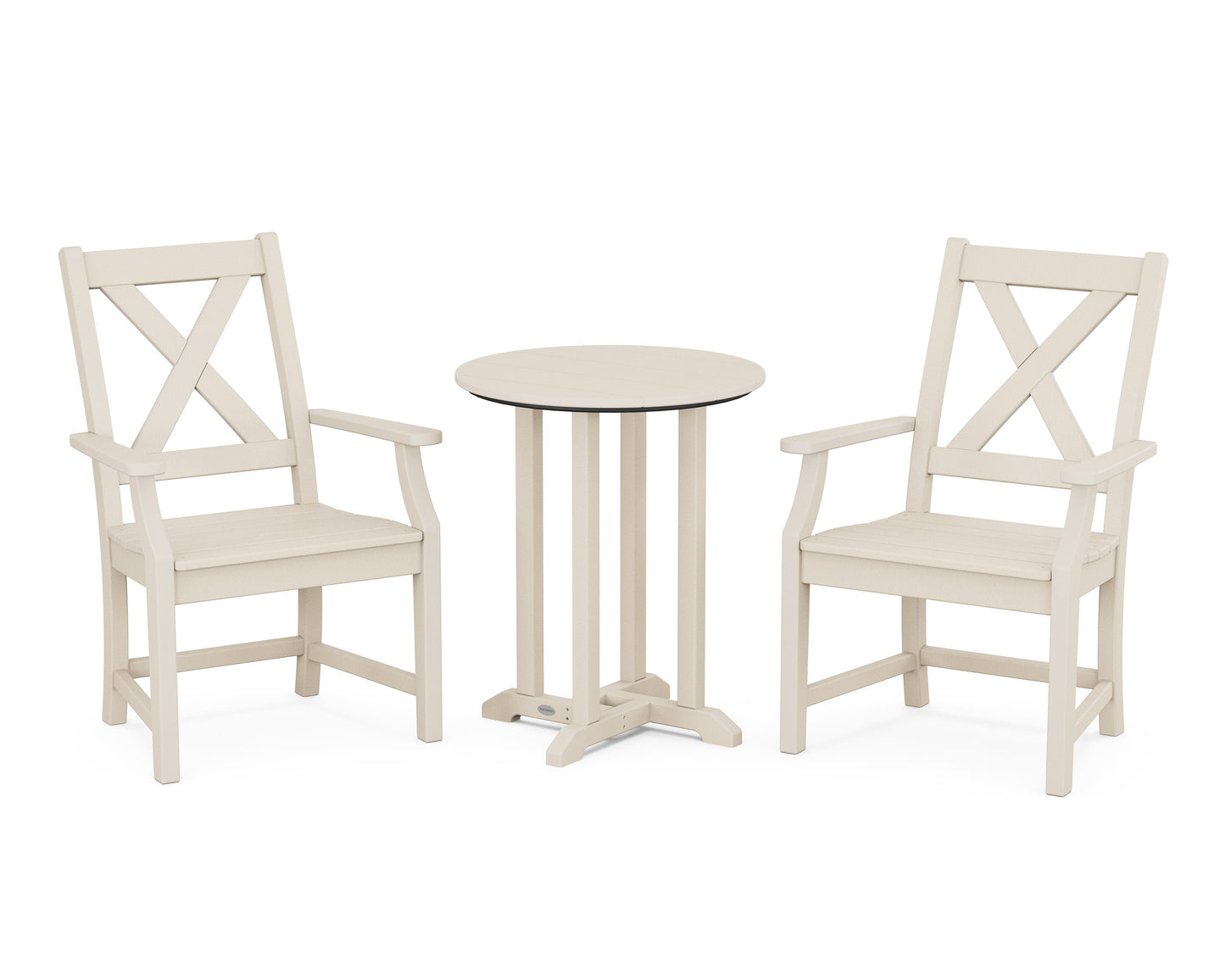 POLYWOOD Braxton 3-Piece Round Bistro Dining Set — Sand