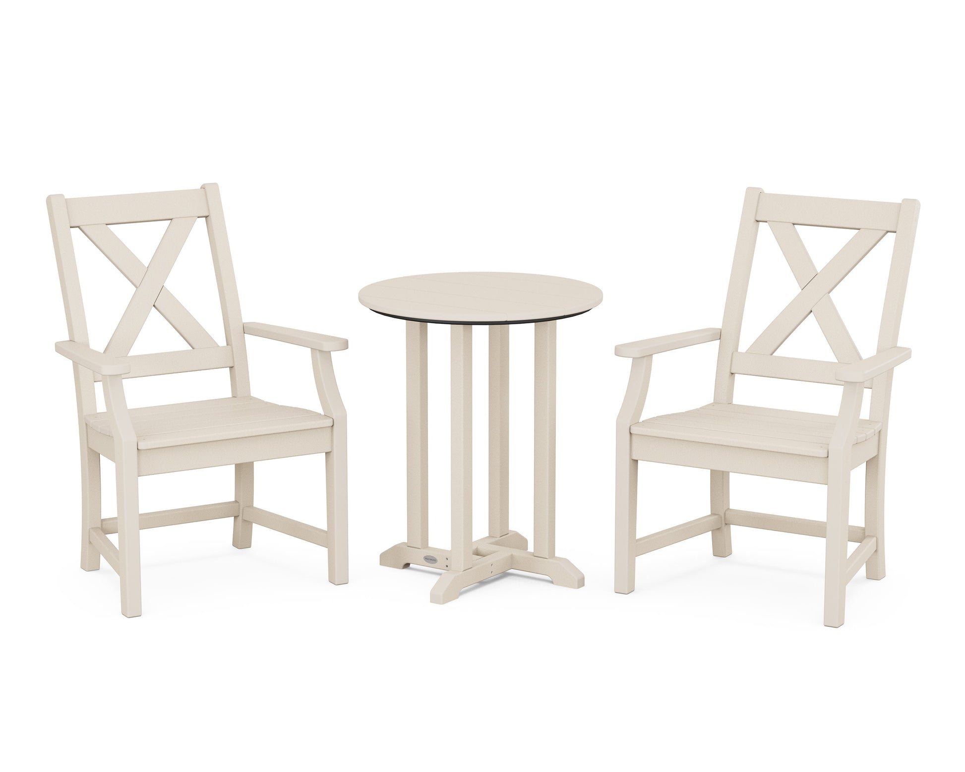 POLYWOOD Braxton 3-Piece Round Bistro Dining Set — Sand