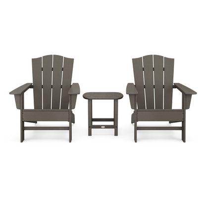 POLYWOOD Wave 3-Piece Adirondack Chair Set with The Crest Chairs in Vintage Finish FREE SHIPPING