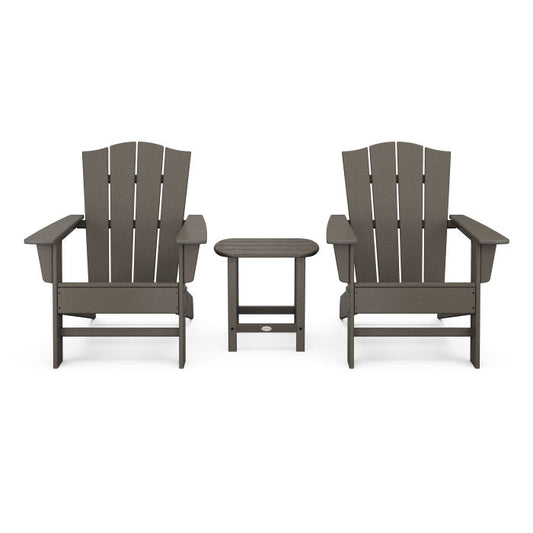 Polywood - Wave 3-Piece Adirondack Chair Set with The Crest Chairs in Vintage Finish - FREE SHIPPING