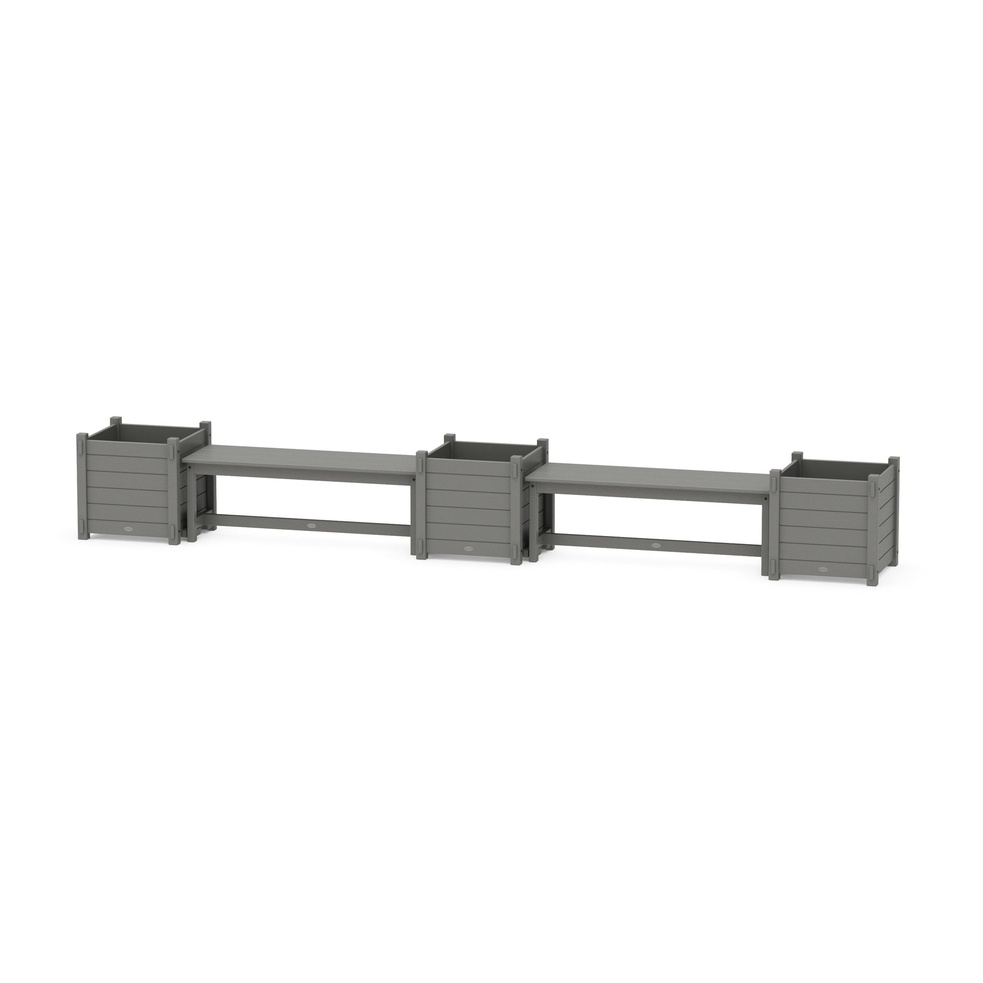 POLYWOOD 48" Nautical Straight Double Planter Bench Set - Large — Slate Grey