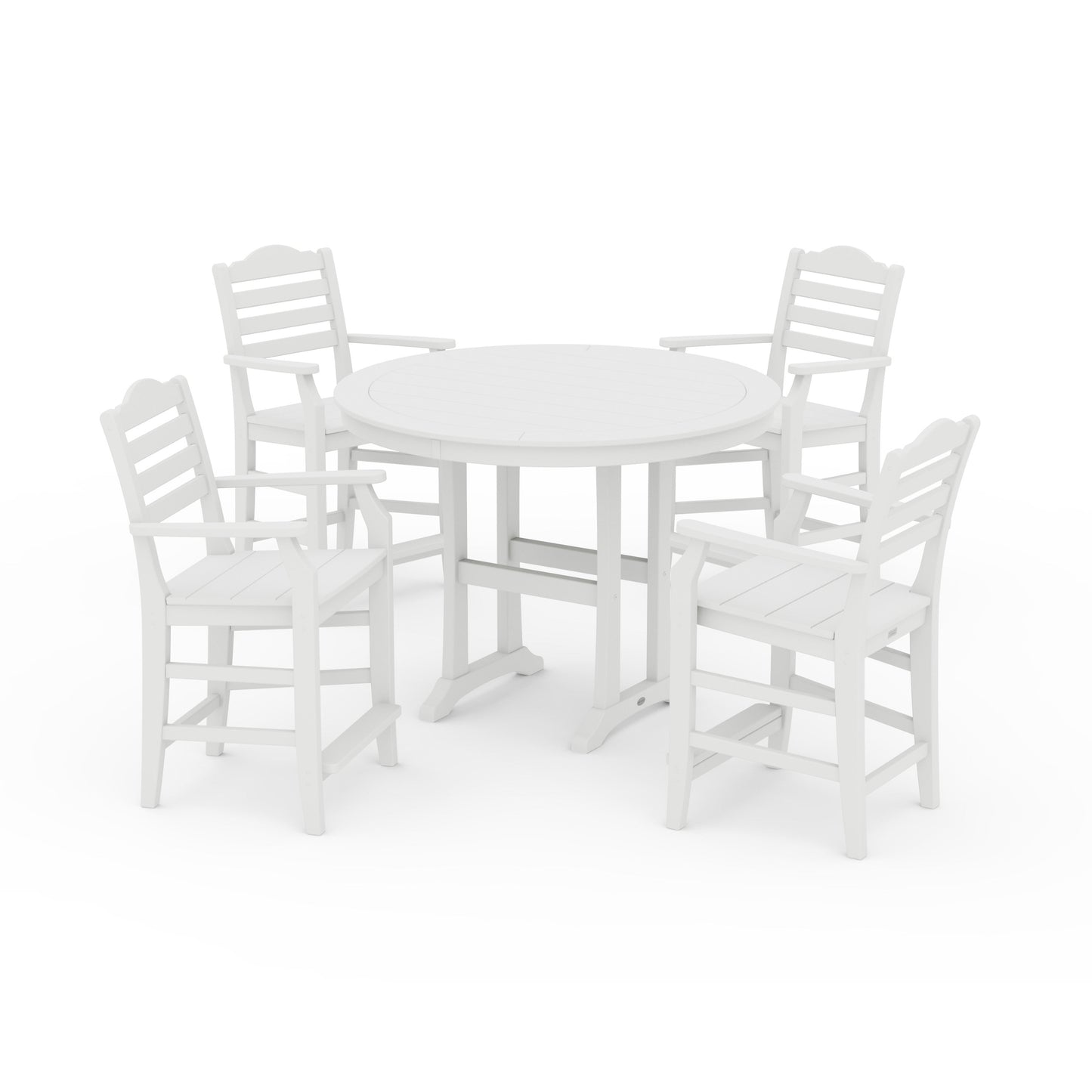 POLYWOOD Savannah 5-Piece Round Counter Set — White