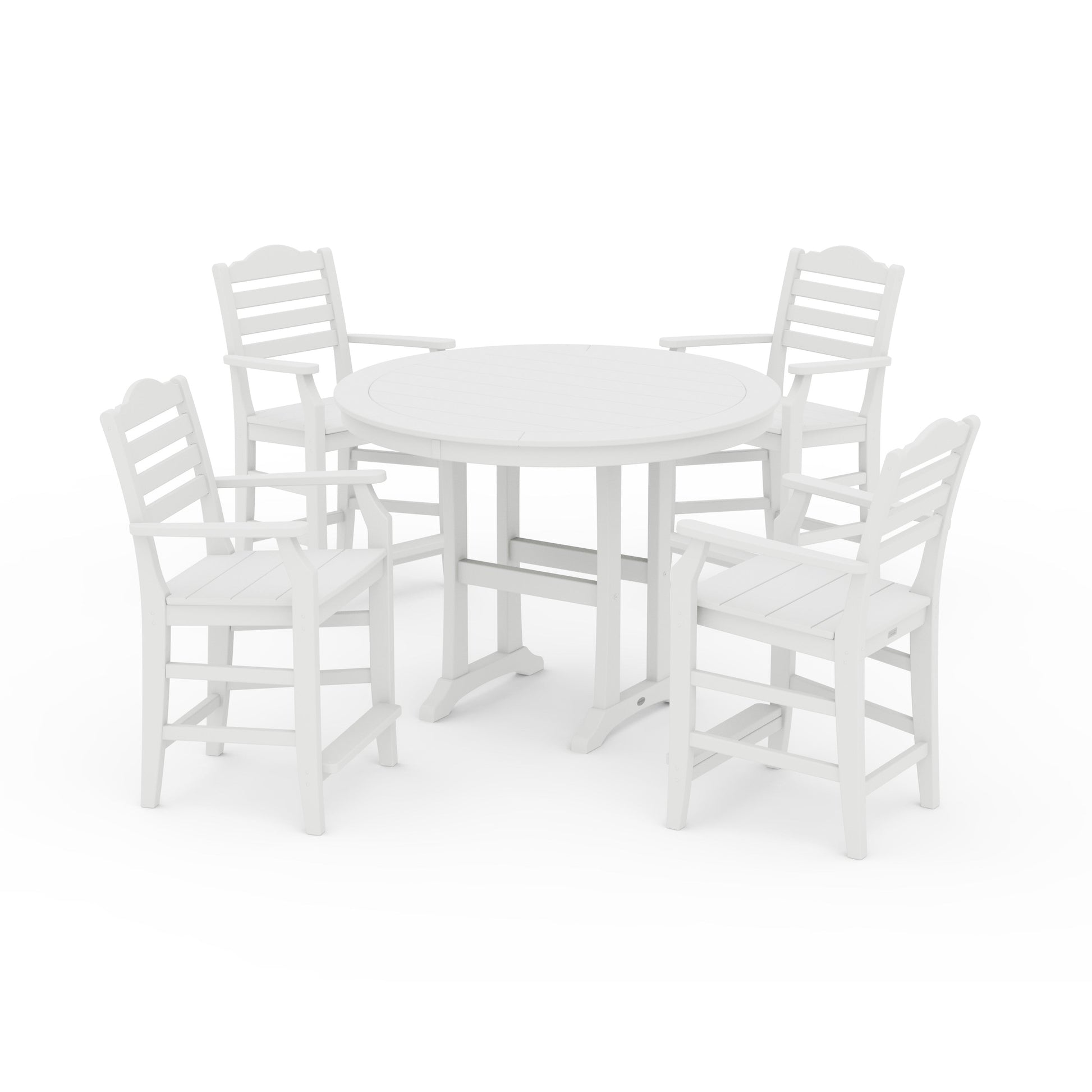 POLYWOOD Savannah 5-Piece Round Counter Set — White