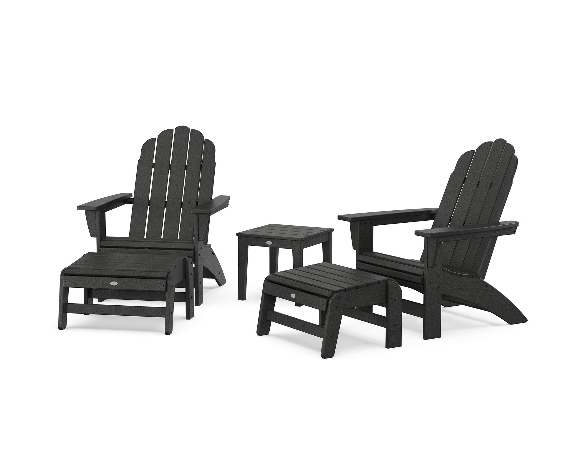 POLYWOOD 5-Piece Vineyard Grand Adirondack Set — Black