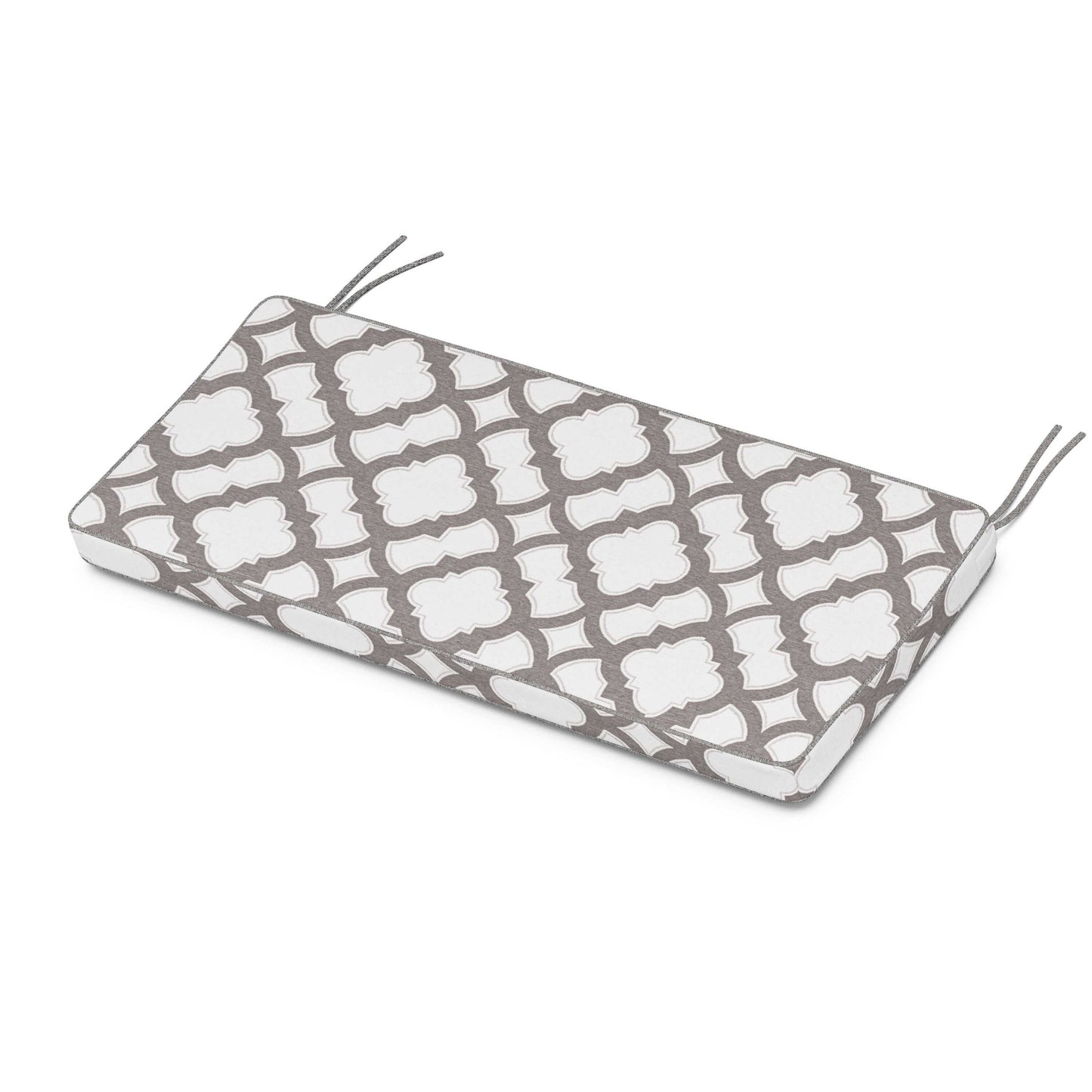 POLYWOOD Chinoiserie Bench Seat Cushion — Trellis Grey Mist