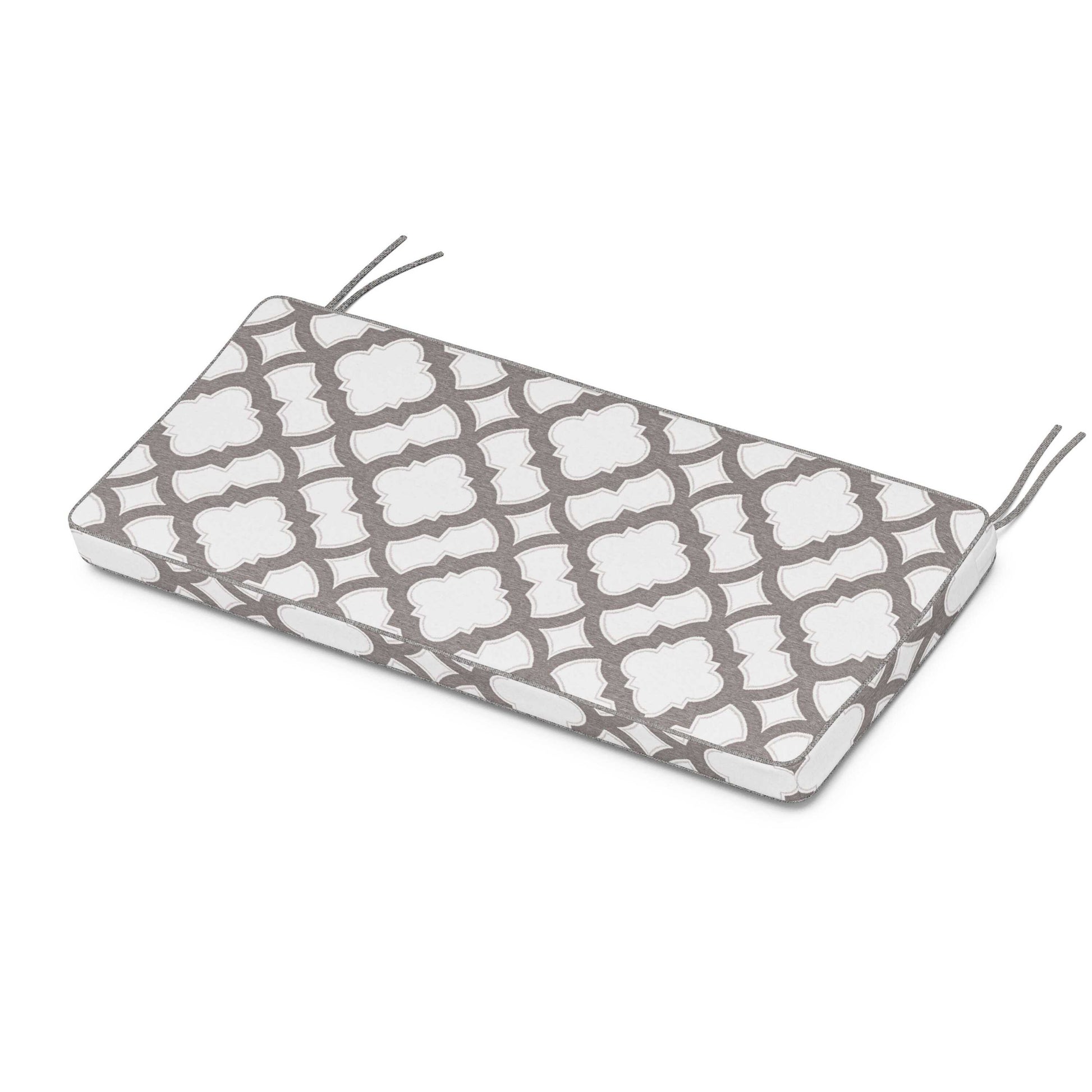 POLYWOOD Chinoiserie Bench Seat Cushion — Trellis Grey Mist