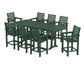 POLYWOOD Captain 9-Piece Counter Set with Trestle Legs — Green