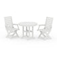 POLYWOOD Captain Folding Chair 3-Piece Round Dining Set — White