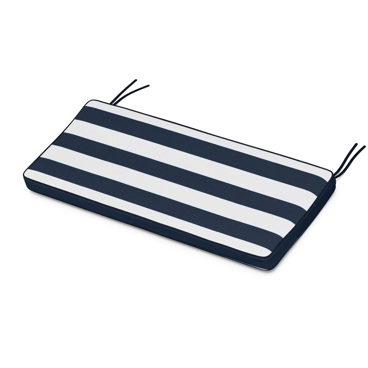POLYWOOD Chinoiserie Bench Seat Cushion — Cabana Stripe Marine Indigo