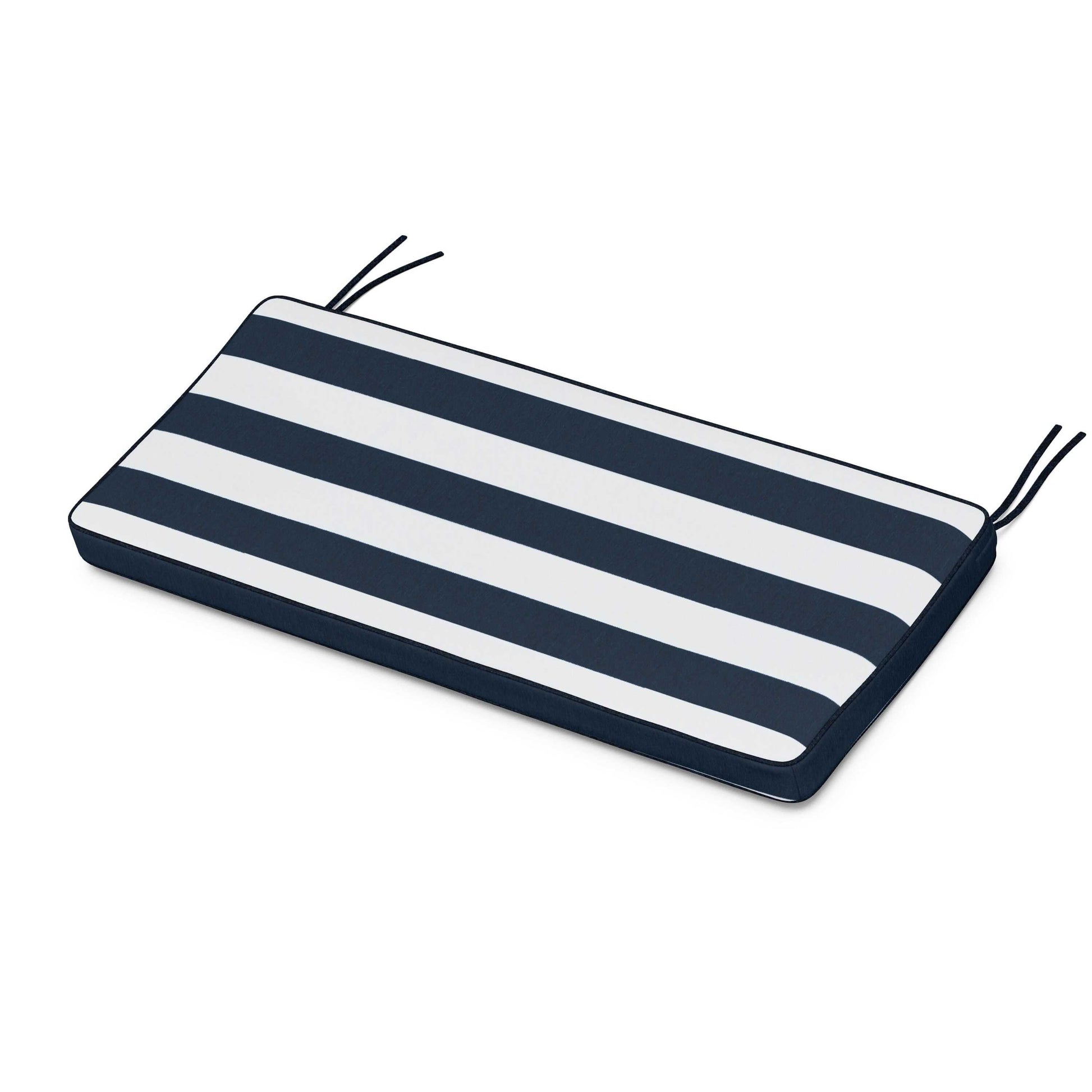 POLYWOOD Chinoiserie Bench Seat Cushion — Cabana Stripe Marine Indigo