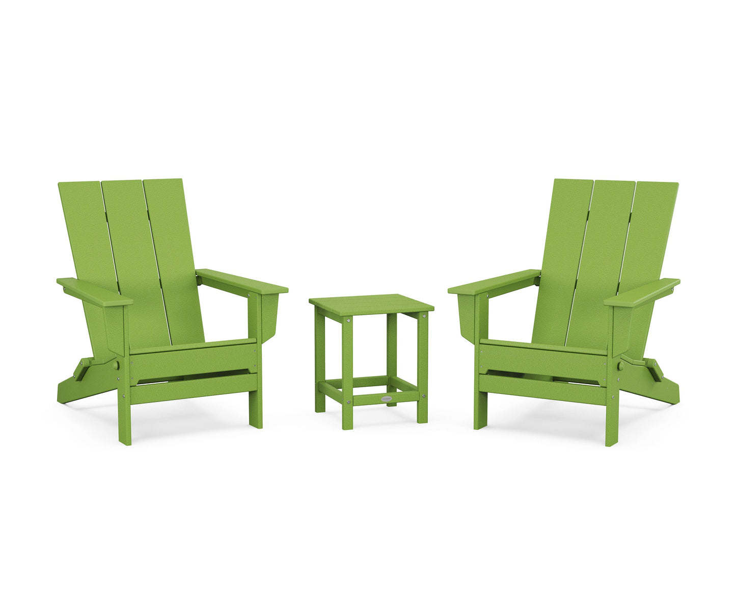 POLYWOOD 3-Piece Modern Studio Folding Adirondack Set — Lime