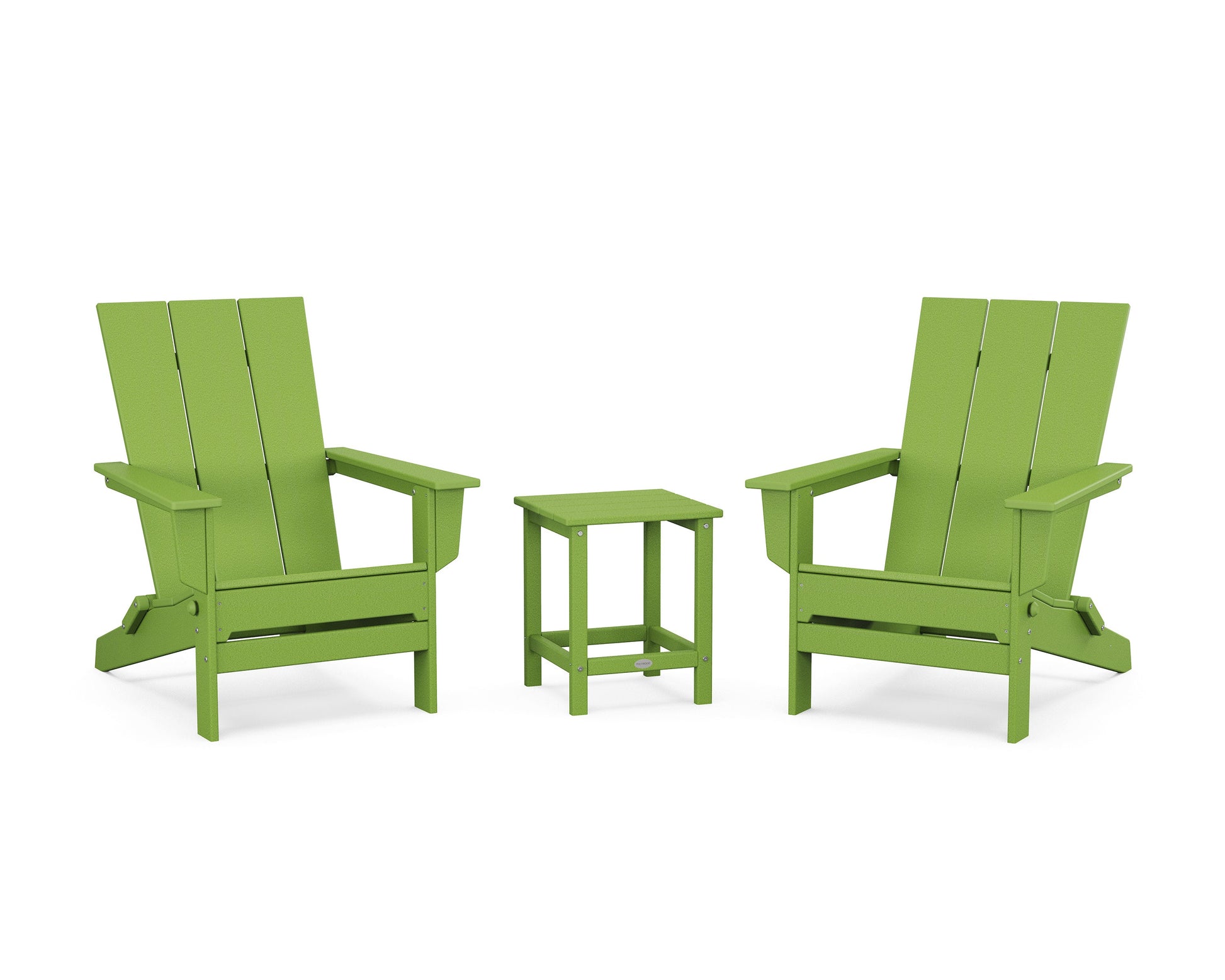 POLYWOOD 3-Piece Modern Studio Folding Adirondack Set — Lime