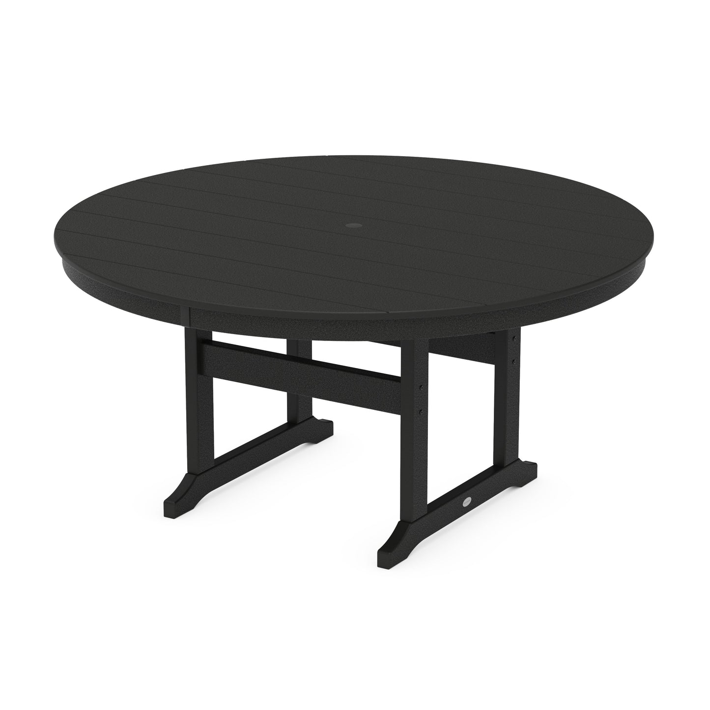 POLYWOOD 60" Round Farmhouse Dining Table — Black