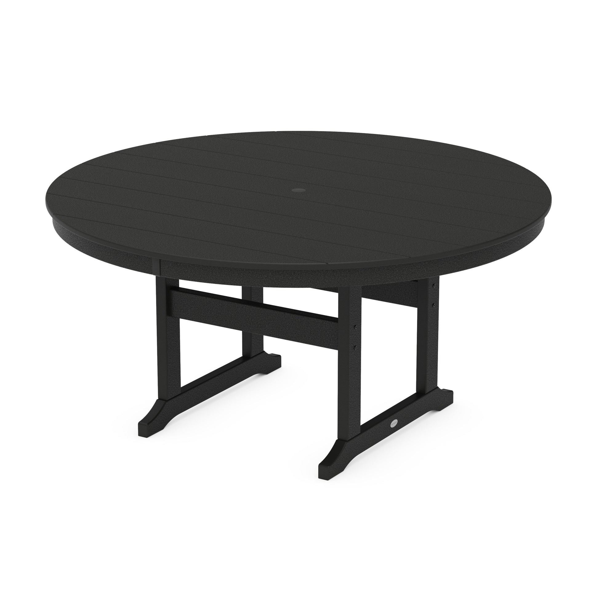 POLYWOOD 60" Round Farmhouse Dining Table — Black