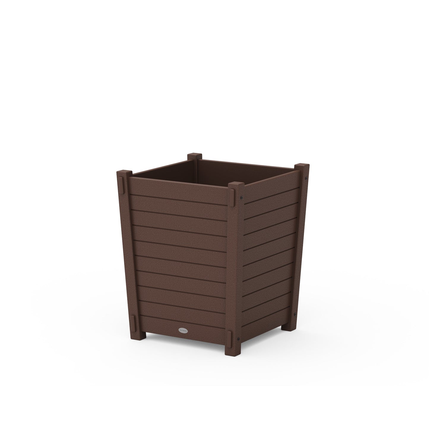 POLYWOOD Nautical Large Tapered Square Short Planter Box — Mahogany