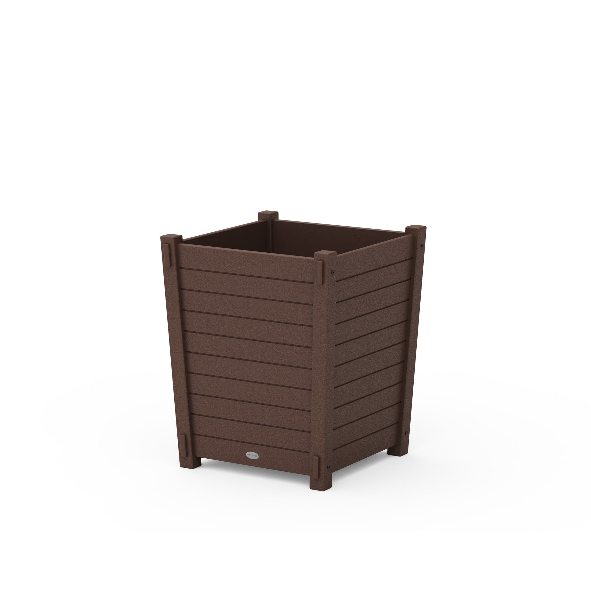 POLYWOOD Nautical Large Tapered Square Short Planter Box — Mahogany