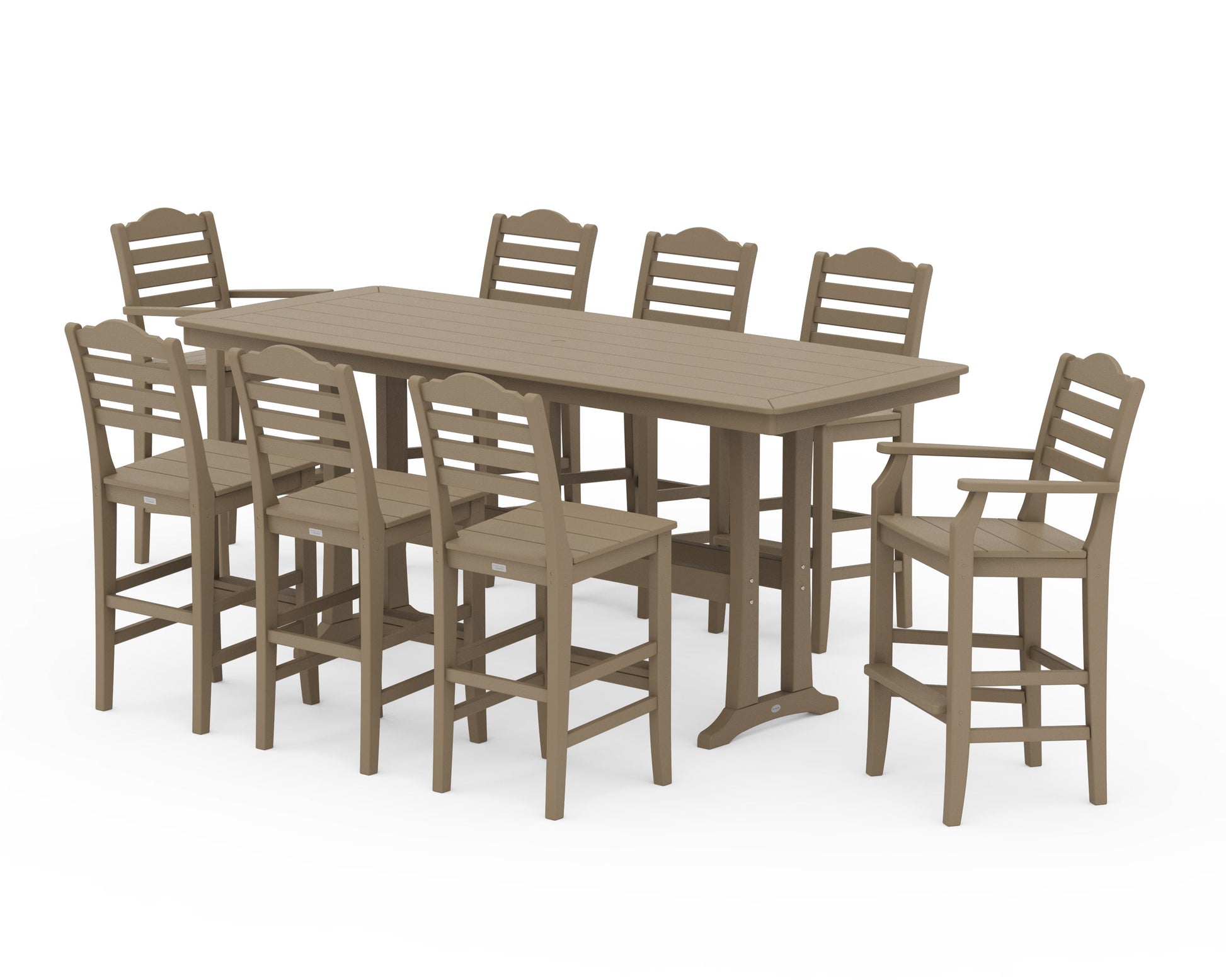 POLYWOOD Savannah 9-Piece Bar Set with Trestle Legs — Vintage Sahara
