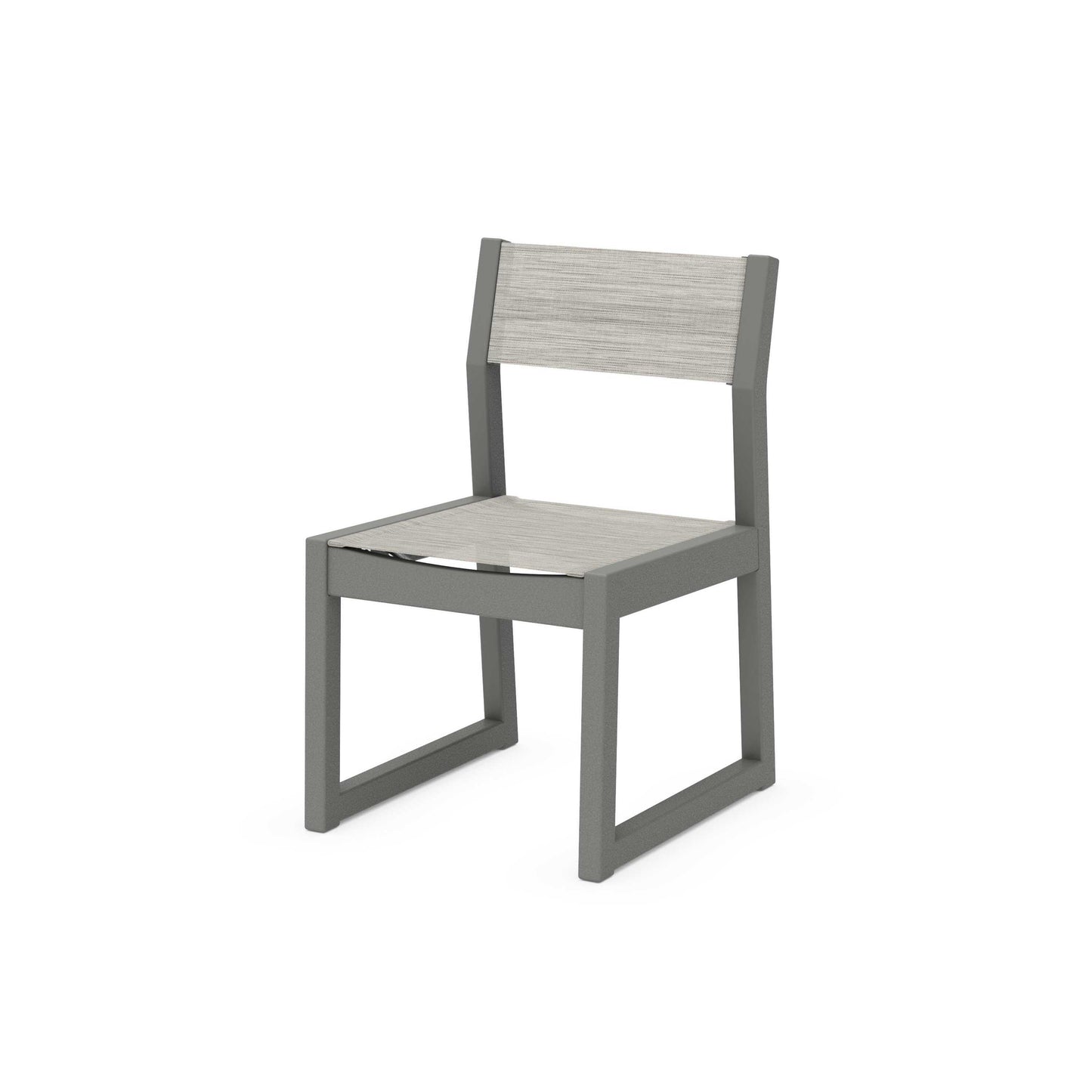 POLYWOOD EDGE Sling Dining Side Chair — Slate Grey / Birch Sling