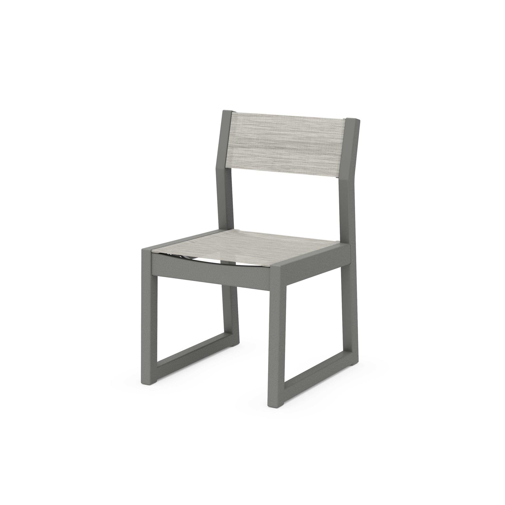 POLYWOOD EDGE Sling Dining Side Chair — Slate Grey / Birch Sling