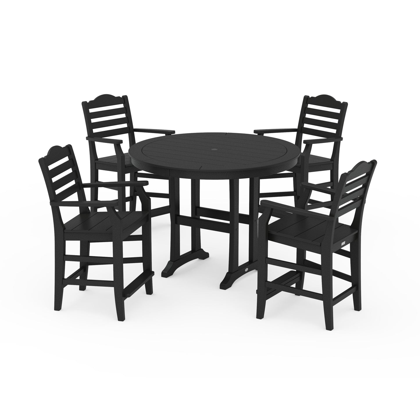 POLYWOOD Savannah 5-Piece Round Counter Set — Black