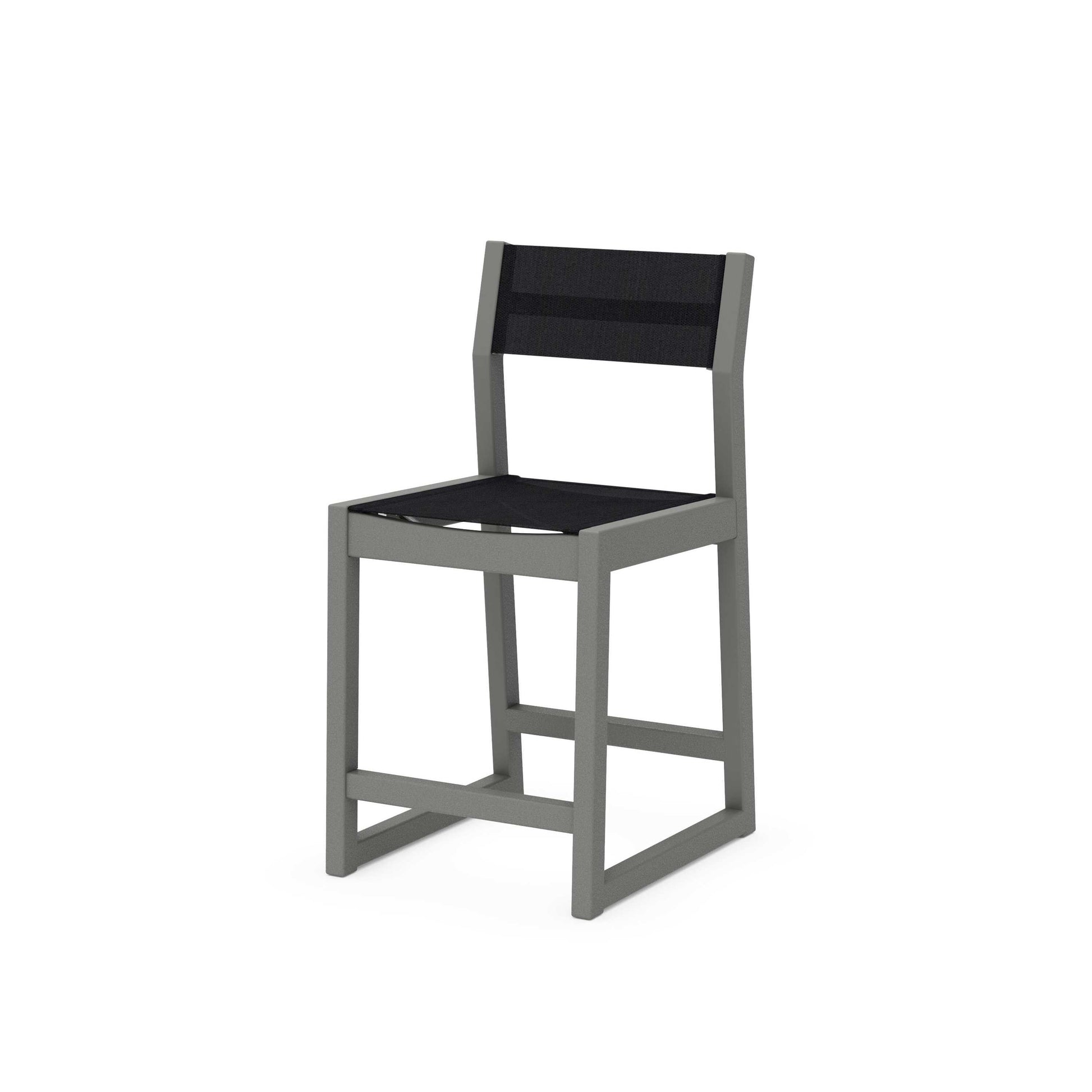 POLYWOOD EDGE Sling Counter Side Chair — Slate Grey / Black Sling