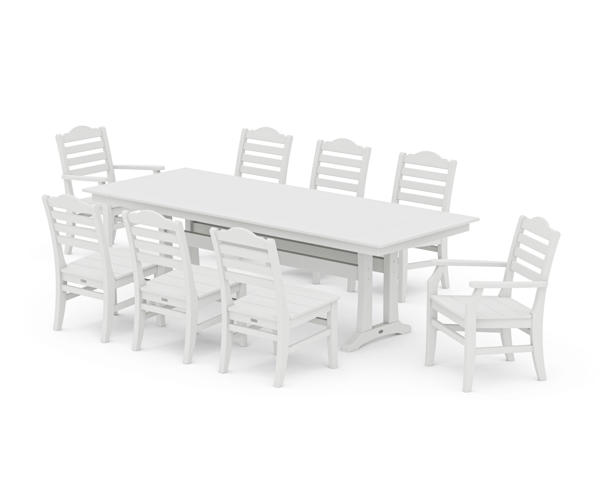 POLYWOOD Savannah 9-Piece Farmhouse Dining Set with Trestle Legs — Vintage White
