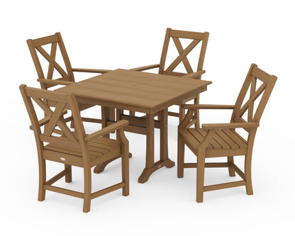POLYWOOD Braxton 5-Piece Farmhouse Dining Set With Trestle Legs — Natural