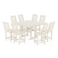 POLYWOOD Chinoiserie 9-Piece Square Side Chair Counter Set with Trestle Legs — Sand