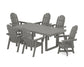 POLYWOOD Vineyard Curveback Adirondack Swivel Chair 7-Piece Dining Set — Slate Grey