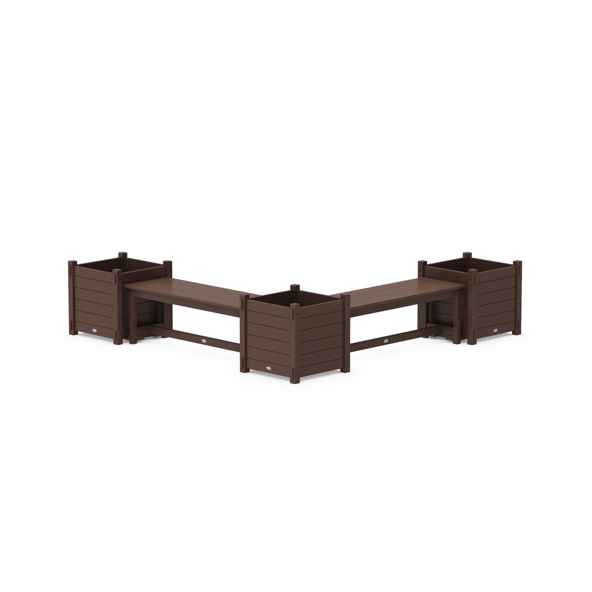 POLYWOOD 48" Nautical L- Shaped Planter Bench Corner Set - Large — Mahogany