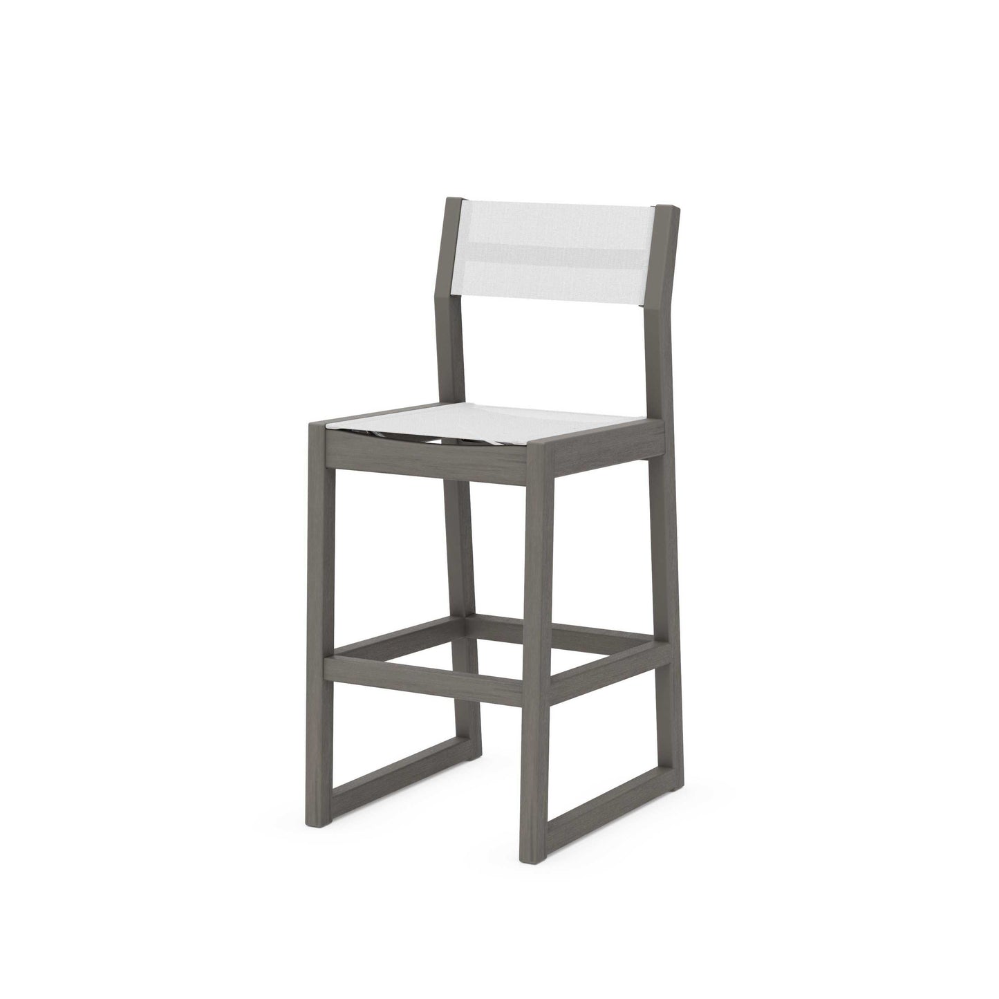 POLYWOOD EDGE Sling Bar Side Chair — Driftwood / White Sling