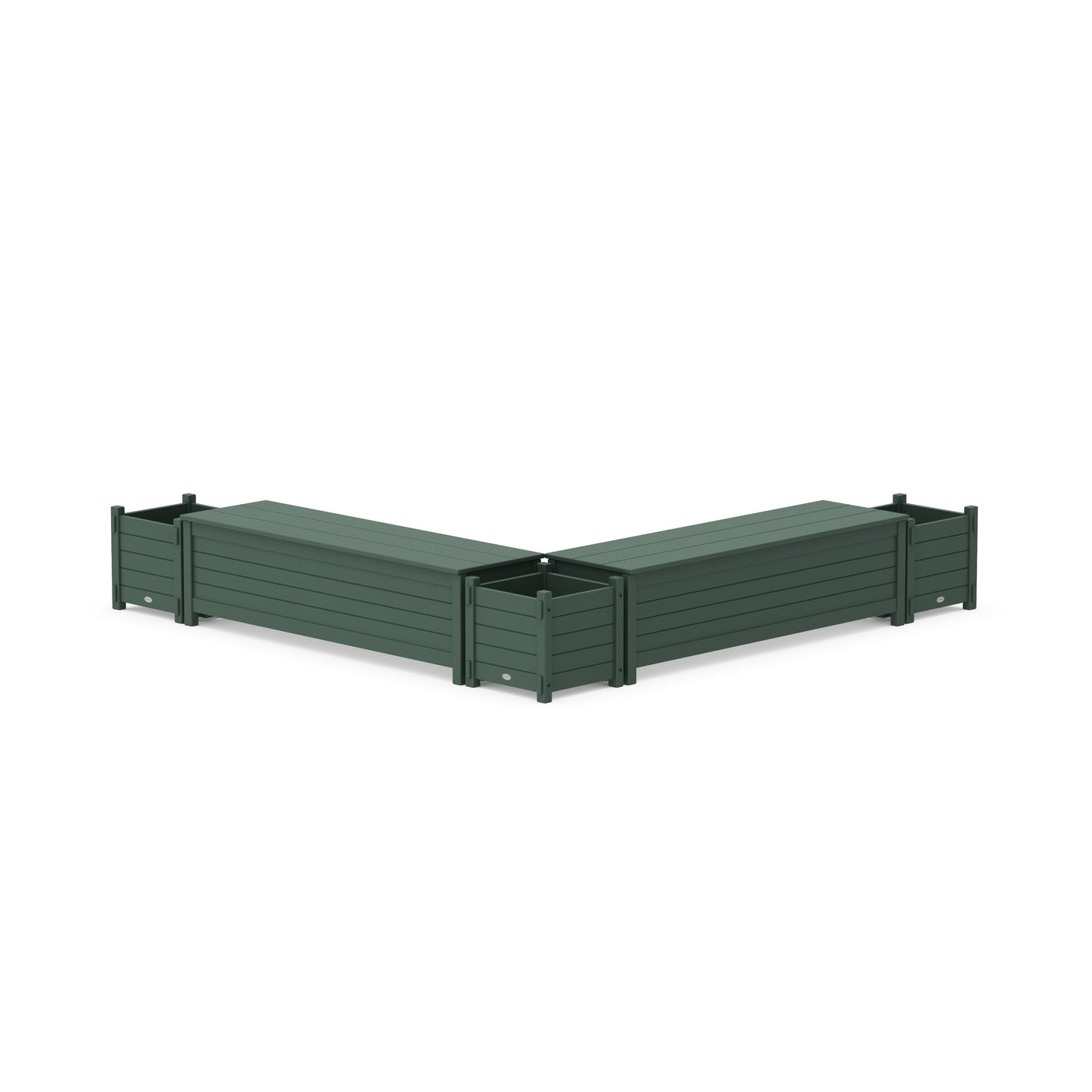 POLYWOOD 60" Nautical L- Shaped Planter Storage Bench Corner Set — Green