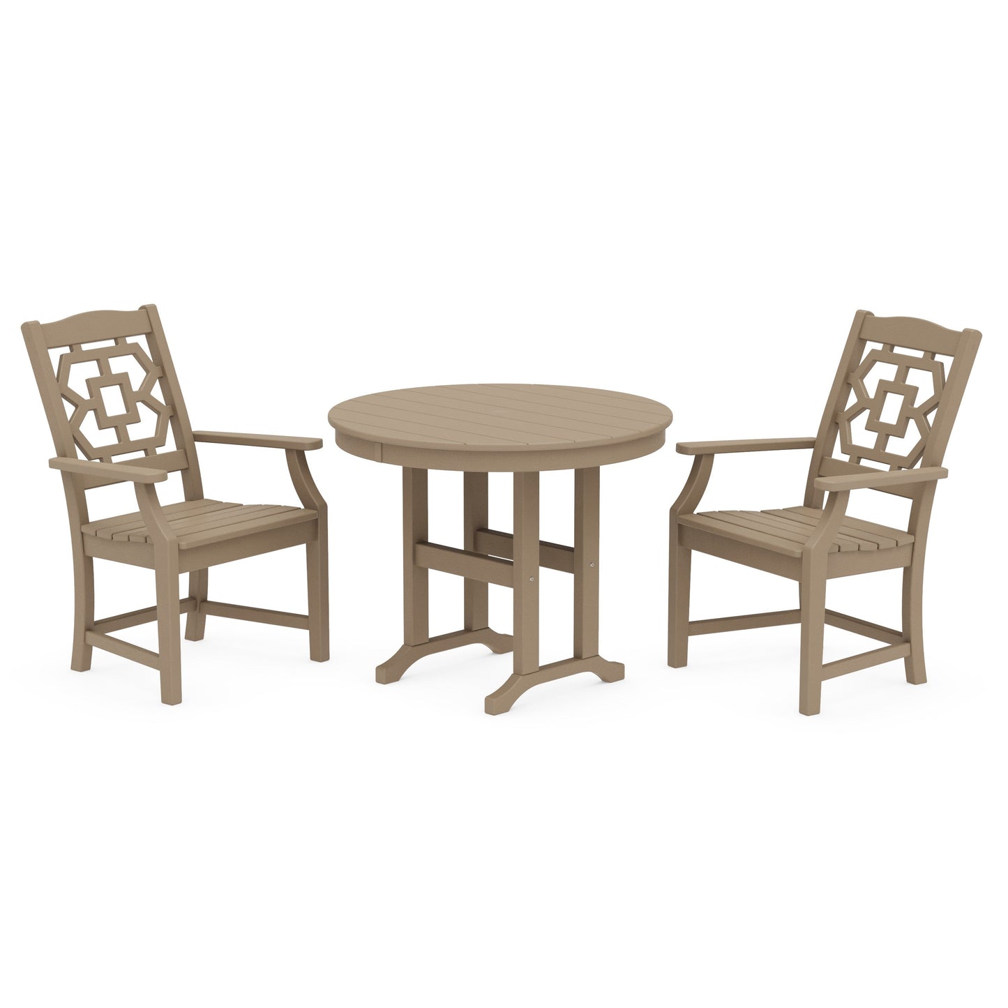 POLYWOOD Chinoiserie 3-Piece Farmhouse Dining Set — Vintage Sahara