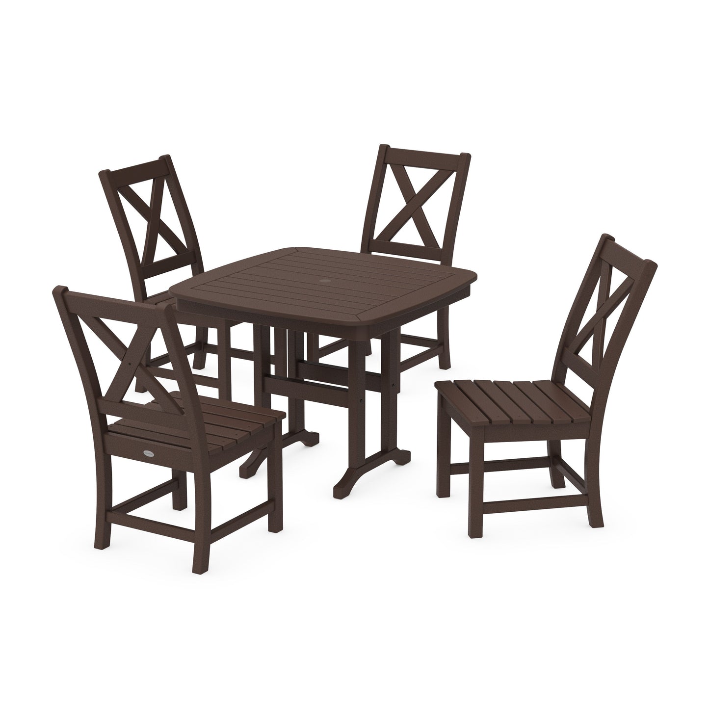 POLYWOOD Braxton Side Chair 5-Piece Dining Set — Mahogany