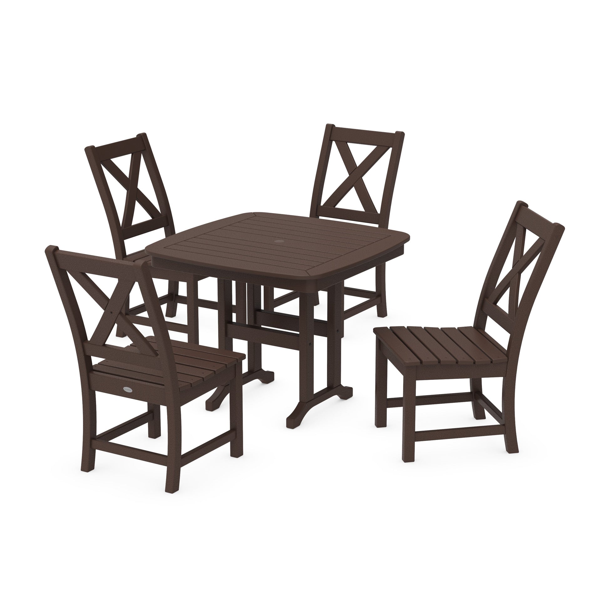 POLYWOOD Braxton Side Chair 5-Piece Dining Set — Mahogany