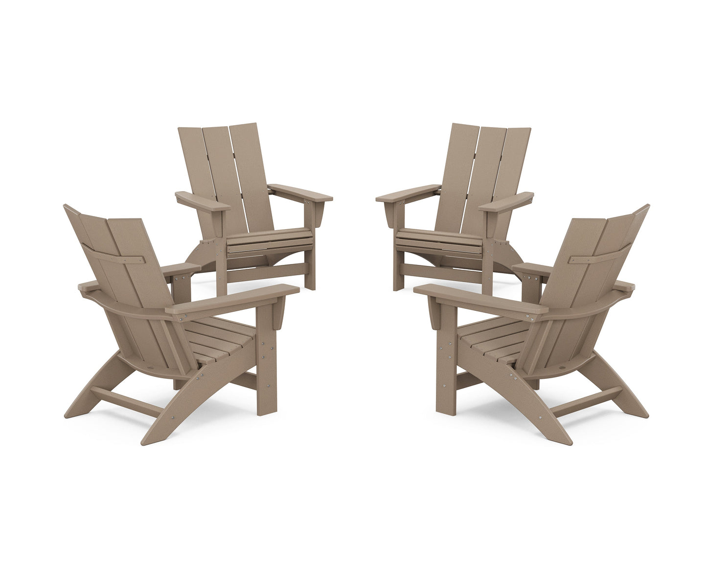 POLYWOOD 4-Piece Modern Grand Adirondack Chair Conversation Set — Vintage Sahara