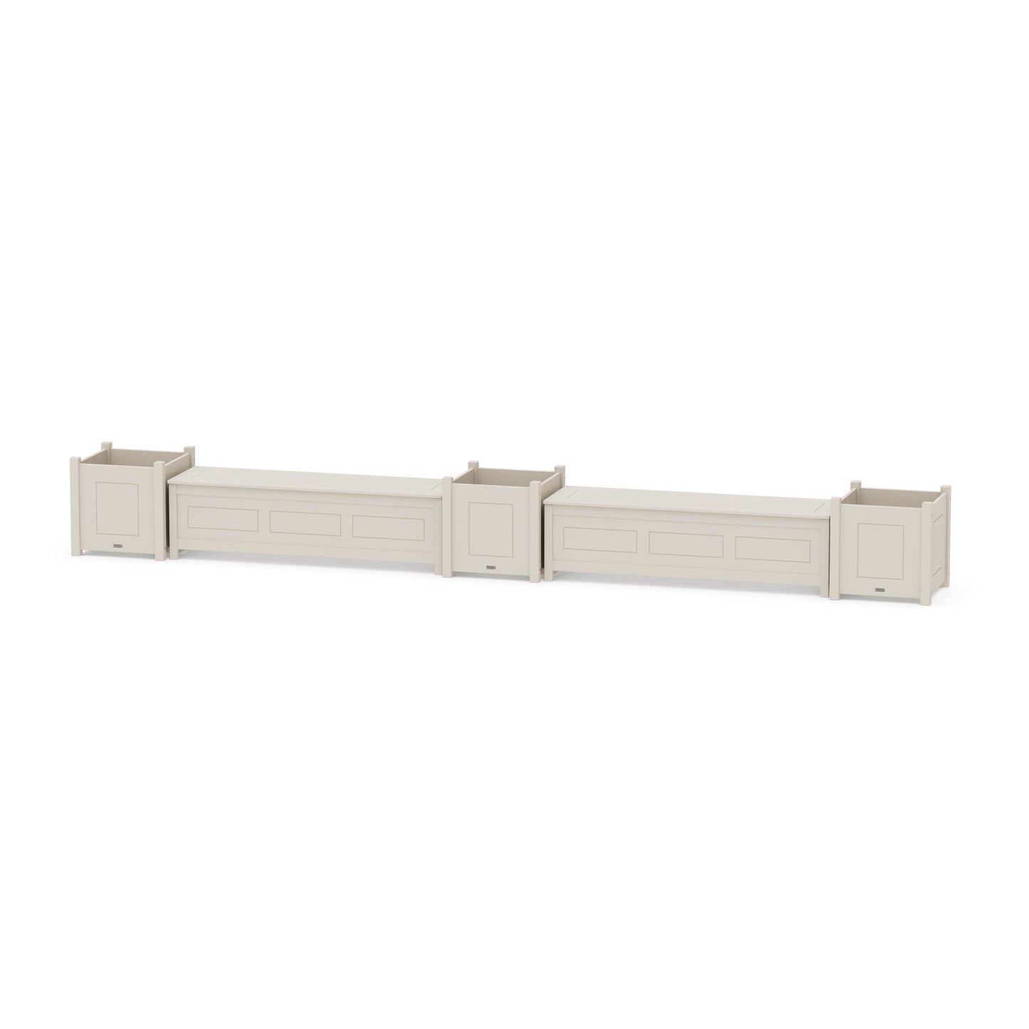 POLYWOOD 60" Country Living Straight Double Planter Storage Bench Set- Large — Sand