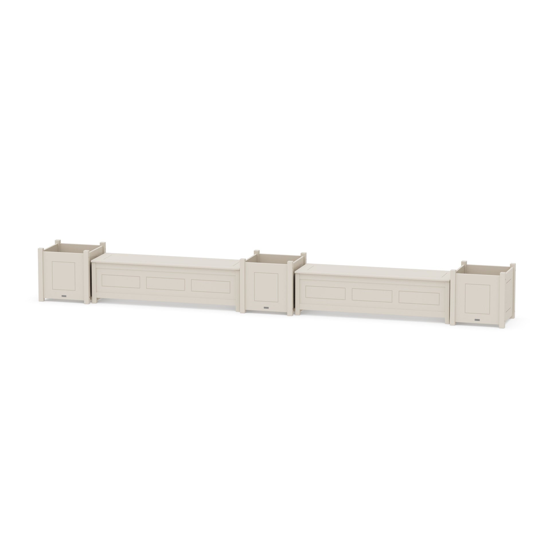 POLYWOOD 60" Country Living Straight Double Planter Storage Bench Set- Large — Sand