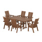 POLYWOOD Modern Curveback Adirondack 7-Piece Farmhouse Dining Set — Teak