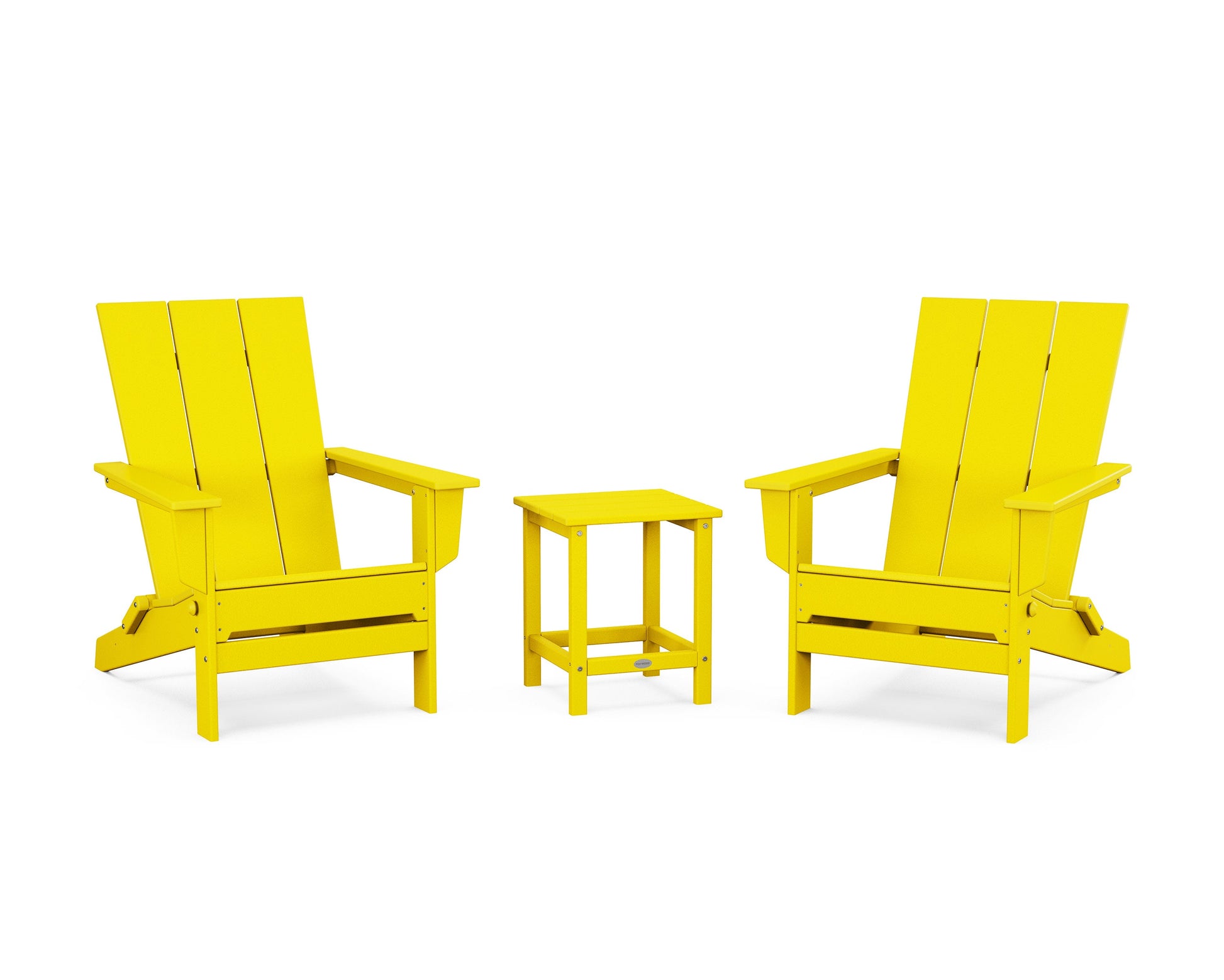 POLYWOOD 3-Piece Modern Studio Folding Adirondack Set — Lemon